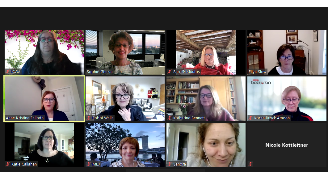 Screen shot of attendees during IAWA's virtual event on Hygee